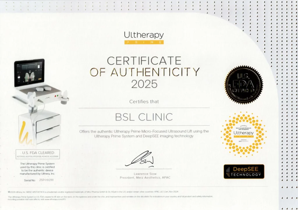 BSL Clinic Certificate Ultherapy